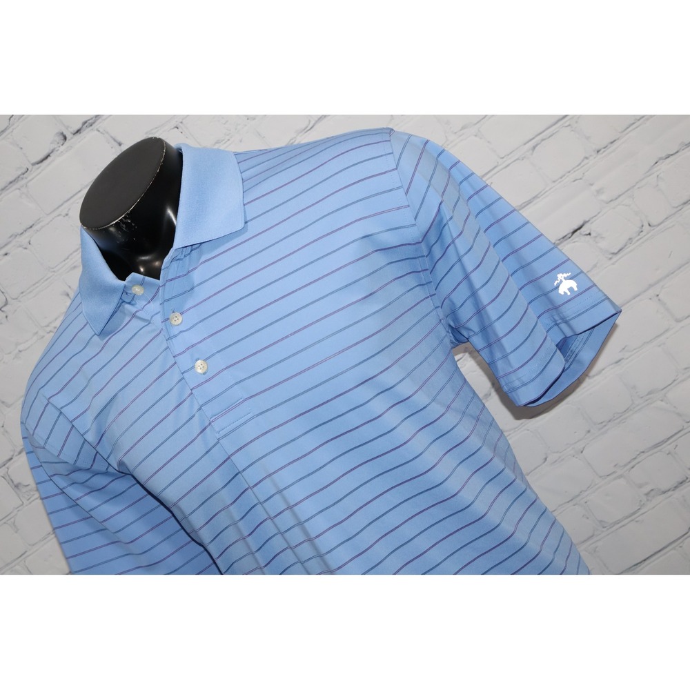 Brooks Brothers Performance Series Golf Polo Mens XL Blue Striped Short Sleeve